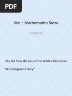 Vedic Mathematics Sutra: Sid Mehta