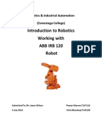 Introduction To Robotics Working With Abb Irb 120 Robot: Robotics & Industrial Automation (Conestoga College)