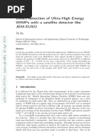 Direct Detection of Ultra-High Energy Wimps With A Satellite Detector Like Jem-Euso