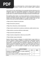 Caso de Estudio, Lista de Chequeo