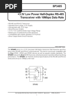 SP3485 +3.3V Low Power Half-Duplex RS-485 Transceiver With 10Mbps Data Rate