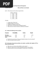 Lcture 3 and 4 Risk and Return