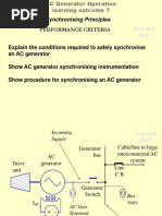 AC Generator Synchronising Principles: Performance Criteria