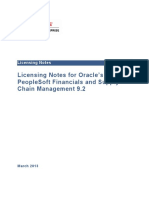 Licensing Notes For Oracle'S Peoplesoft Financials and Supply Chain Management 9.2