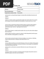 Apprentice Teaching Implementation Observation Form Apprentice Teacher: Observer: Date of The Observation: Subject/Grade Level/Class Period