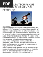 Principales Teorias Que Explican El Origen Del Petroleo1