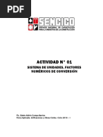 Actividad N 01. Sistema de Unidades. Factores Numéricos de Conversión. Física Aplicada. Edificaciones y Ob