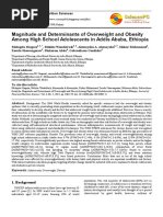 Magnitude and Determinants of Overweight and Obesity Among High School Adolescents in Addis Ababa, Ethiopia