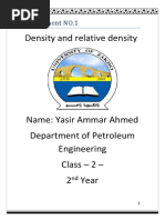 Density and Relative Density: Experiment NO.1