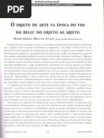 O Objeto de Arte Na Epoca Do Fim Do Belo Do Objeto Ao Abjeto