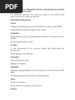 Importancia de Las Efemérides Patrias y Presentación de Un Listado Según