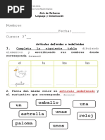 Guia Reforzamiento de Articulos (Género y Número)