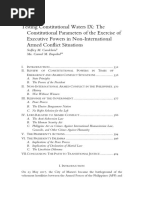 Testing Constitutional Waters IX: The Constitutional Parameters of The Exercise of Executive Powers in Non-International Armed Conflict Situations