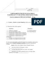 Teste de Avaliação de Ciências Naturais