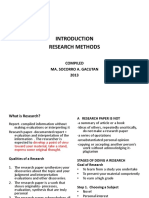 Research Methods: Compiled Ma. Socorro A. Gacutan 2013