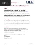 Cells MCQ Topic Quiz Lesson Element