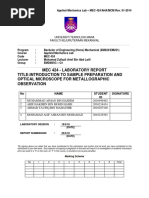 Mec 424 - Laboratory Report Title:Introduction To Sample Preparation and Optical Microscope For Metallographic Observation