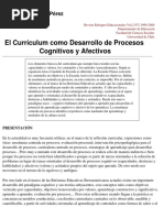 El Currículum Como Desarrollo de Procesos Cognitivos y Afectivos