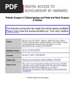 Robotic Surgery in Otolaryngology and Head and Neck Surgery: A Review