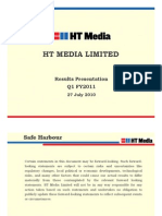 HT Media Limited HT Media Limited: Results Presentation Q1 FY2011 Q1 FY2011