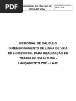 Memorial de Cálculo - Dimensionamento - Linha de Vida - Lançamento de Pré - Laje - KM 00 - Revisão 01