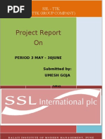 Project Report On: SSL - TTK (A TTK Group Company)