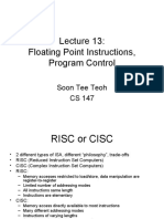 Floating Point Instructions, Program Control: Soon Tee Teoh CS 147