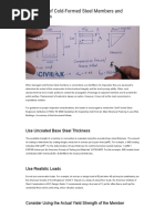 Evaluation of Cold-Formed Steel Members and Connections: Use Uncoated Base Steel Thickness