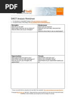 SWOT Analysis Worksheet: Strengths Weaknesses