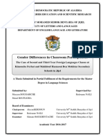 Gender Differences in Classroom Participation: The Case of Second and Third Secondary Year Foreign Languages Classes - Jijel