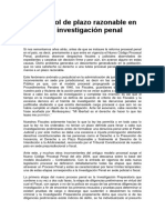 El Control de Plazo Razonable en Una Investigación Penal