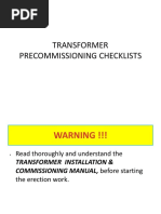 Power Transformer Pre Commisioning Checklist