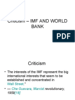 Imf and World Bank Critisism