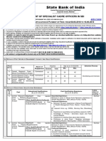 State Bank of India: Recruitment of Specialist Cadre Officers in Sbi