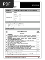 Course Title Geometric Dimensioning and Tolerancing Course Code MD213