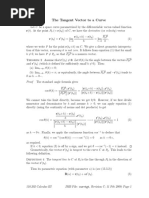 The Tangent Vector To A Curve