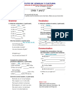 Units 1 and 2: Grammar Vocabulary