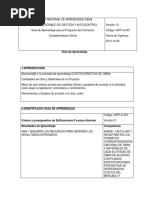 SERVICIO NACIONAL DE APRENDIZAJE SENA Guia Costos y Presupuestos 1