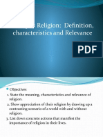 Topic: Religion: Definition, Characteristics and Relevance