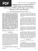 Analysis and Implementation of Total Productive Maintenance (TPM) Using Overall Equipment Effectiveness (OEE) and Six Big Losses On Press Machine in PT - Asian Bearindo