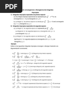 Algunos Criterios de Convergencia o Divergencia de Integrales