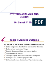 Systems Analysis and Design Dr. Samali V. Mlay