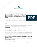 Nuevo Encuentro Impulsa: ANTEPROYECTO DE ORDENANZA - DISPONE ESTABLECER EL CUPO LABORAL TRANS EN EL ÁMBITO DE LA MUNICIPALIDAD DE CLORINDA.