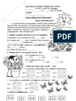 Avaliação Bimestral de Matemática - 3º Bimestre