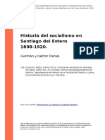 Guzman y Hector Daniel (2013) - Historia Del Socialismo en Santiago Del Estero 1898-1920 PDF