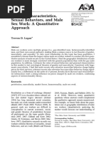 T.D. Logan Personal Characteristics, Sexual Behaviors and Male Sex Work. A Quantitative Approach