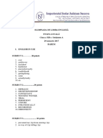 Olimpiada de Limba Engleză Etapa Locală Clasa A XII-a Secțiunea A 29 Ianuarie 2017 Barem I. English in Use