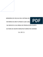 Memoria de Calculo Del Sistema de Inyeccion y Retorno de Aire Filtrado Clase 100