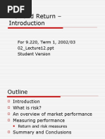 Risk and Return - : For 9.220, Term 1, 2002/03 02 - Lecture12.ppt Student Version