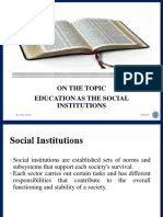 Education As The Social Institution